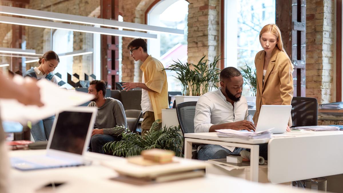 busy open floor office